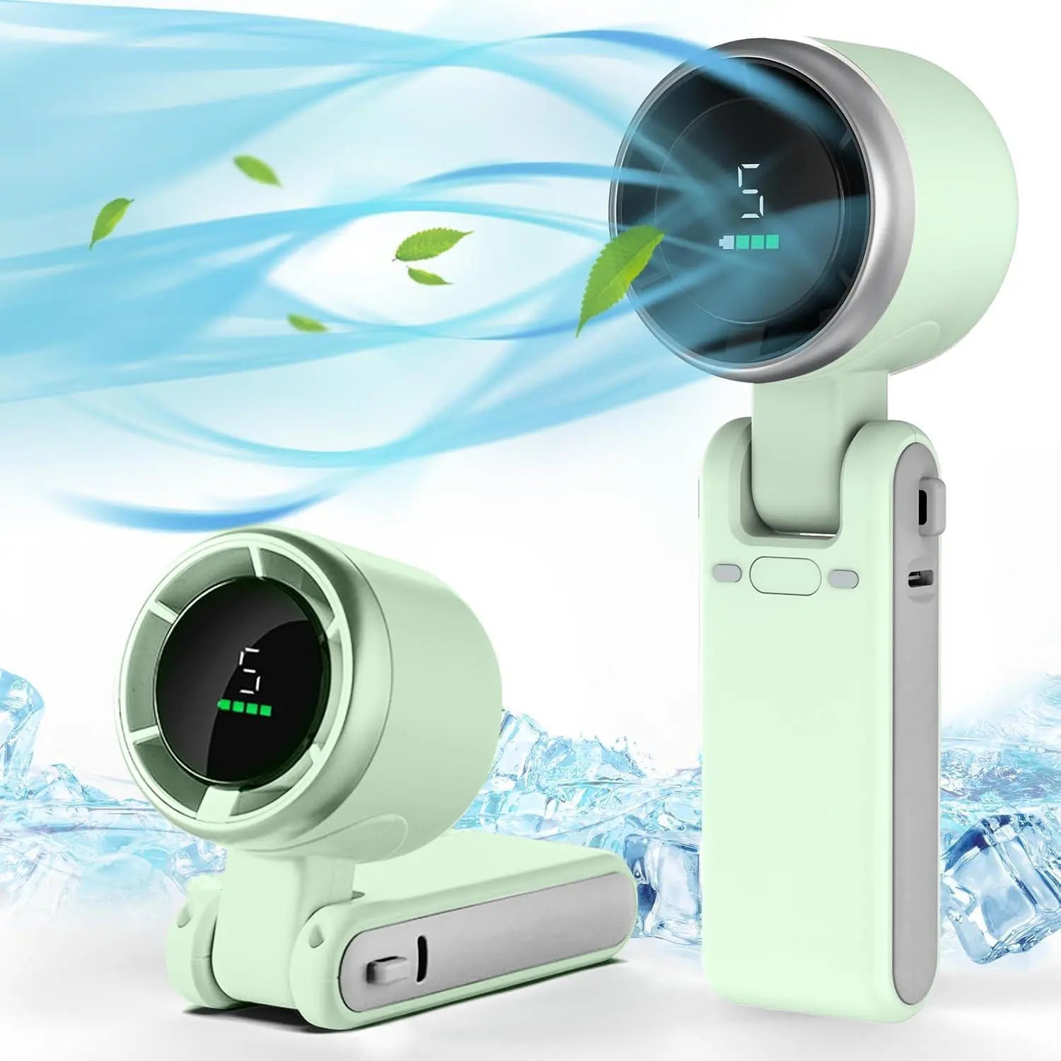 Portable Handheld Turbo Fan – Rechargeable 5-Speed USB Personal Cooling Fan, 3-in-1 Foldable Pocket & Neck Fan for Travel, Office, Outdoor & Summer Use