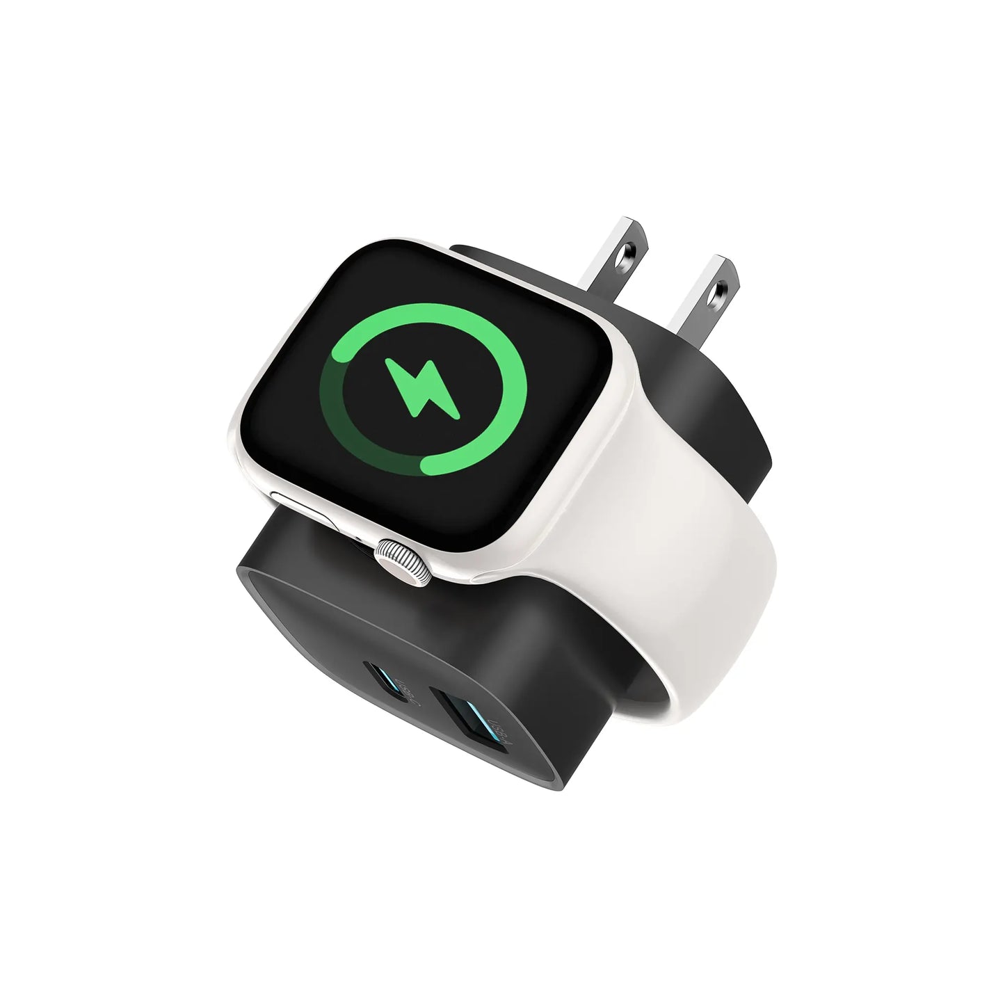 3-in-1 20W USB-C Fast Charger with Built-In Magnetic Wireless Watch Charger – Dual Port Wall Charger Compatible with Apple Watch Ultra, Series 10/9/8/7/6/SE and iPhone 17/16/15 Series