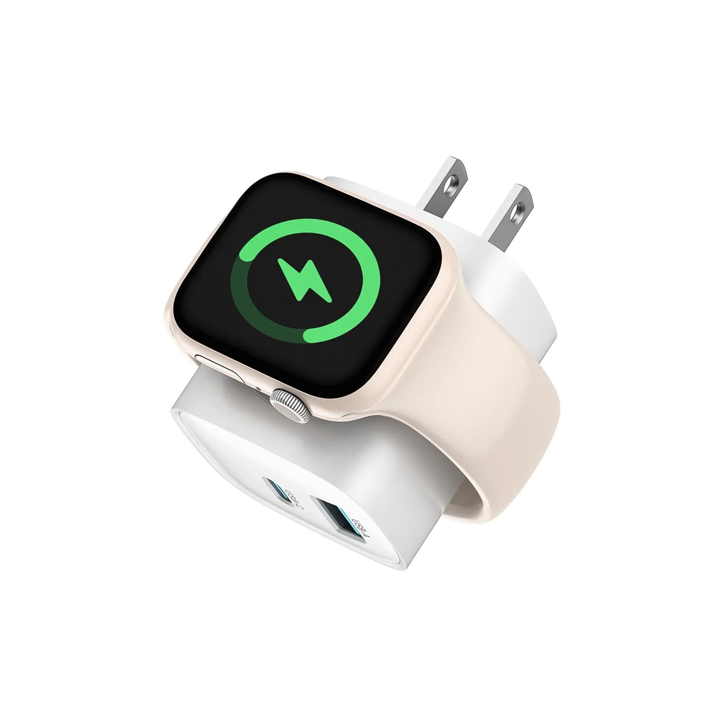 3-in-1 20W USB-C Fast Charger with Built-In Magnetic Wireless Watch Charger – Dual Port Wall Charger Compatible with Apple Watch Ultra, Series 10/9/8/7/6/SE and iPhone 17/16/15 Series