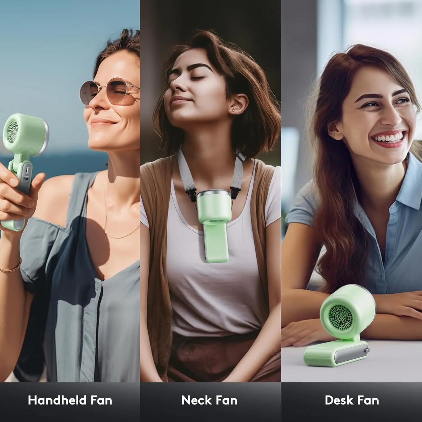 Portable Handheld Turbo Fan – Rechargeable 5-Speed USB Personal Cooling Fan, 3-in-1 Foldable Pocket & Neck Fan for Travel, Office, Outdoor & Summer Use