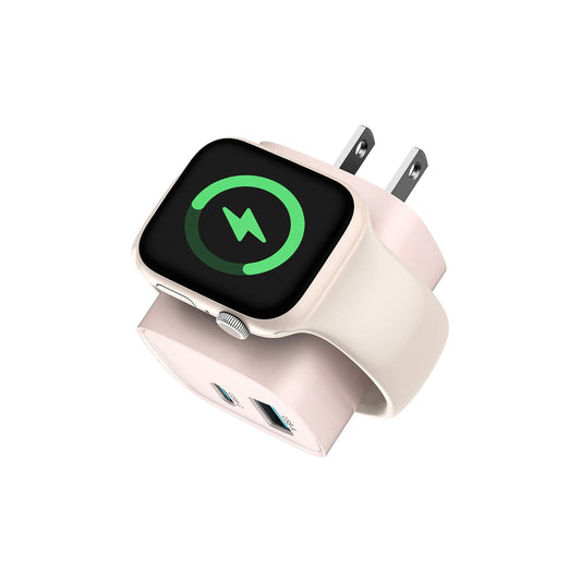 3-in-1 20W USB-C Fast Charger with Built-In Magnetic Wireless Watch Charger – Dual Port Wall Charger Compatible with Apple Watch Ultra, Series 10/9/8/7/6/SE and iPhone 17/16/15 Series